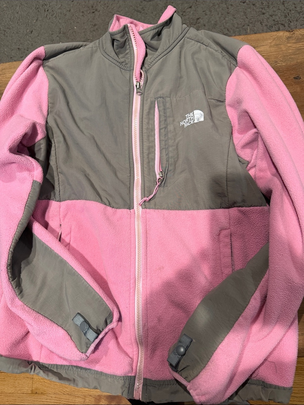 The North Face Pink and Gray Kids Puffer Jacket